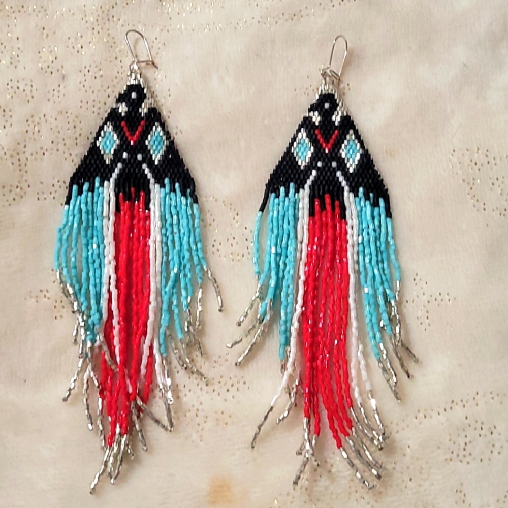 Handbeaded Thunderbird Earrings